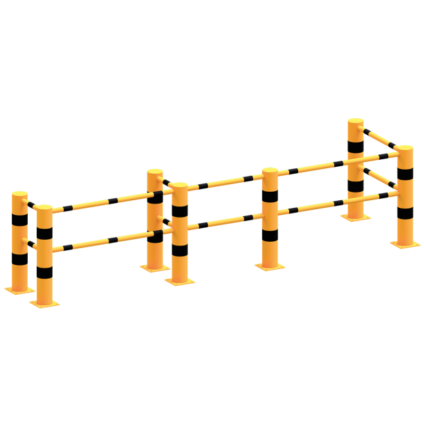 Impact protection railing | plug-in system | End posts for top and knee rail